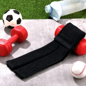 Moukeren 3 Pcs Football Field Towel Closed Loop Football Accessories Cotton Football Towel Sports Towel Sweat Towel with Hook and Loop Fastener for Football, Golf, Gym (Black)