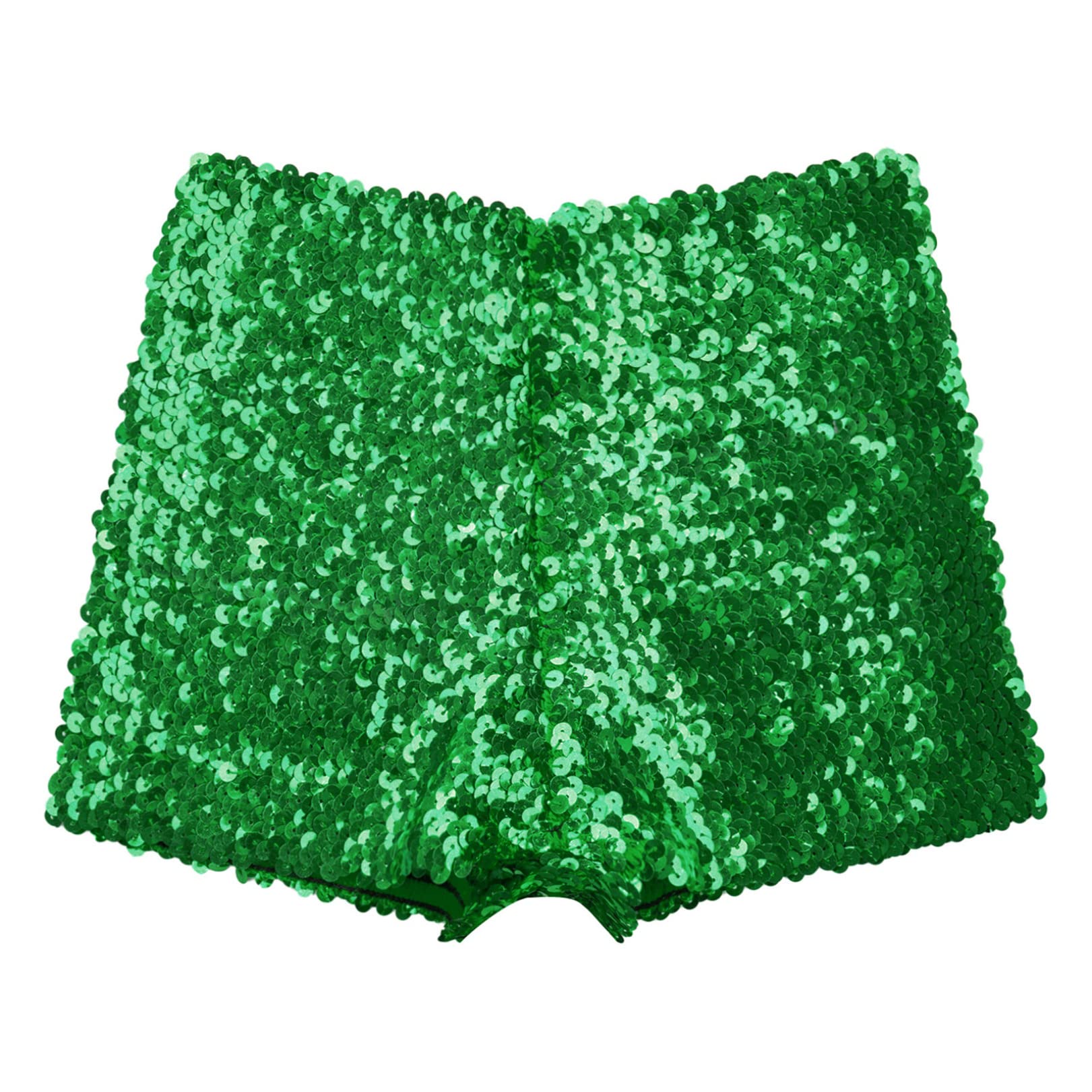 FEESHOW Girls Kids Gymnastic Shorts Glitter Ballet Dance Shorts Boys Metallic Spandex Tumbling Yoga Sports Shorts Green 3-4 Years