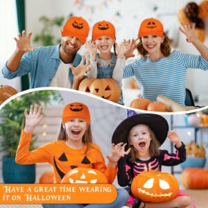 3 Pieces Halloween Pumpkin Baseball Caps Unisex Adjustable Embroidery Pumpkin Face Dad Hat Cotton Cute Trucker Cap(Orange)