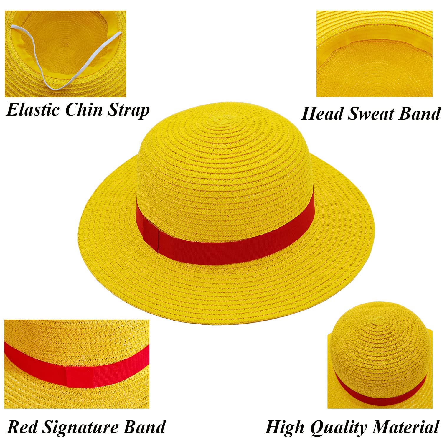 Straw Hat Halloween Madelin Hat Cos Performance Props Costume Party Yellow Strawhats with String Beach Hats Pirate Anime Fans Cap Men Women Youth Decorations