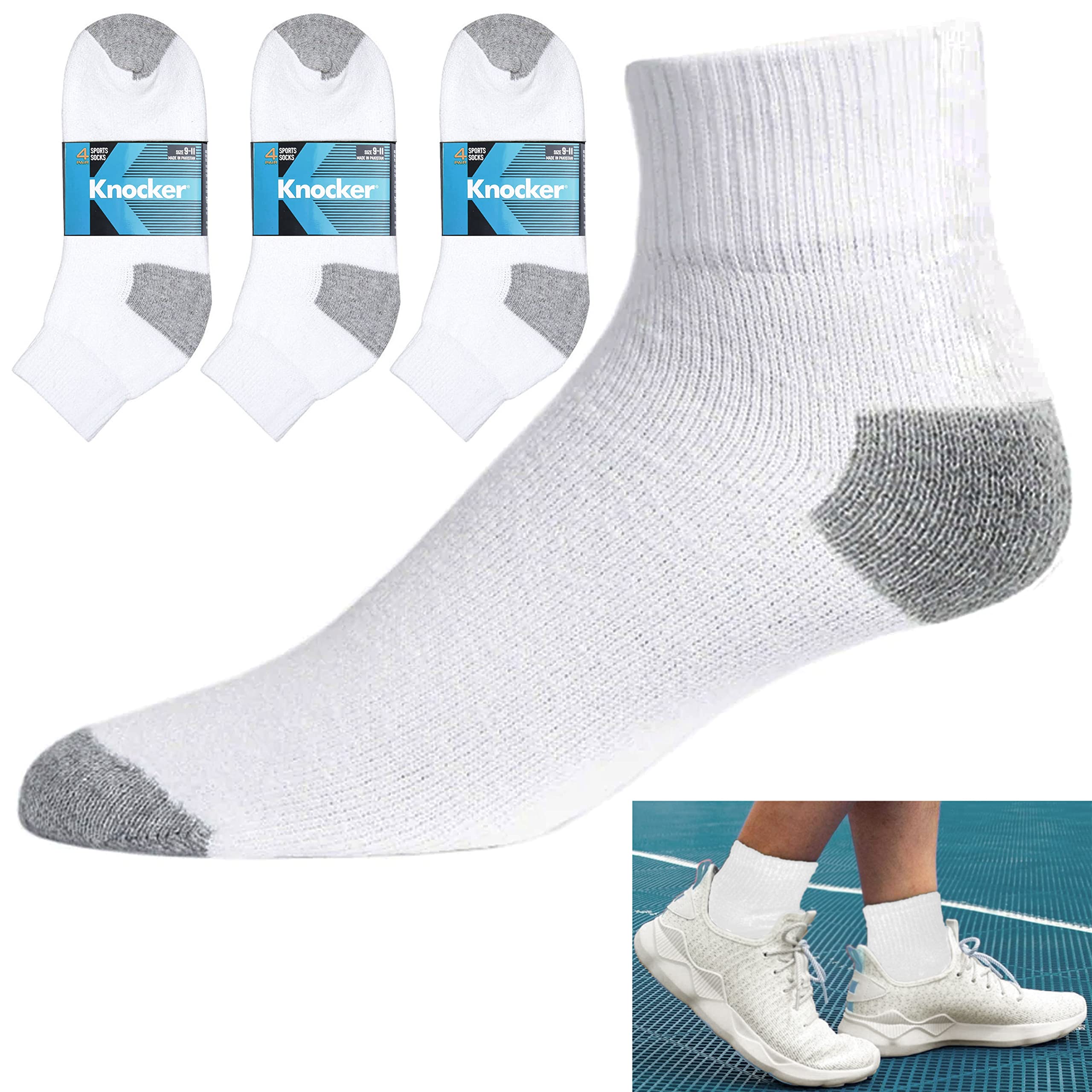 12 Pairs Mens Womens Sports Socks Ankle Low Cut Crew Quarter Comfort White 9-11