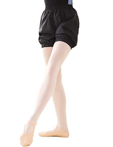 Daydance Black Women Ballet Shorts Ripstop Trash Bag Pants for Work Out, Black, XL