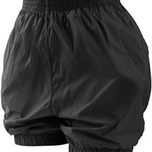 Daydance Black Women Ballet Shorts Ripstop Trash Bag Pants for Work Out, Black, XL