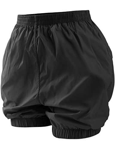 Daydance Black Women Ballet Shorts Ripstop Trash Bag Pants for Work Out, Black, XL