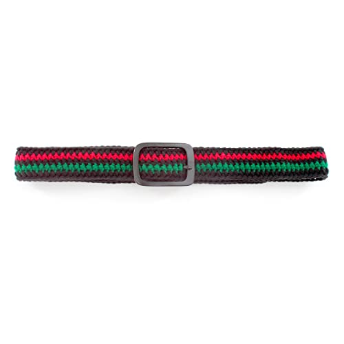 VOARYISA Hand Knitted Cotton Women's Belt With Black Zinc Alloy Buckle Jamaican Rasta Afro Caribbean (Afro)