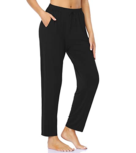 ASIMOON Sweatpants for Women Comfy Wide Leg Yoga Pants with Pockets Stretch High Waist Loose Lounge Jogging Pants