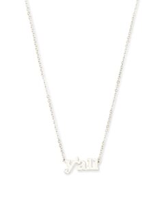 kendra scott y'all pendant necklace in sterling silver, fine jewelry for women