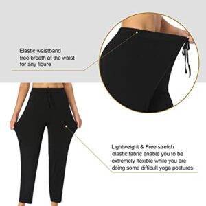 ASIMOON Sweatpants for Women Comfy Wide Leg Yoga Pants with Pockets Stretch High Waist Loose Lounge Jogging Pants