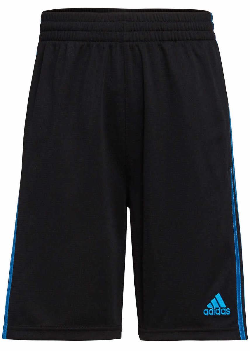 adidas Youth 2-Pack 3 Stripes Short (Large 14/16, Navy/White & Black/Bright Blue)