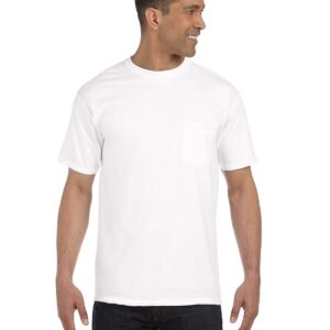 Comfort Colors Men's Adult Short Sleeve Pocket Tee, Style 6030(White)