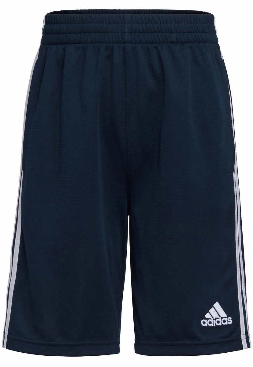 adidas Youth 2-Pack 3 Stripes Short (Large 14/16, Navy/White & Black/Bright Blue)