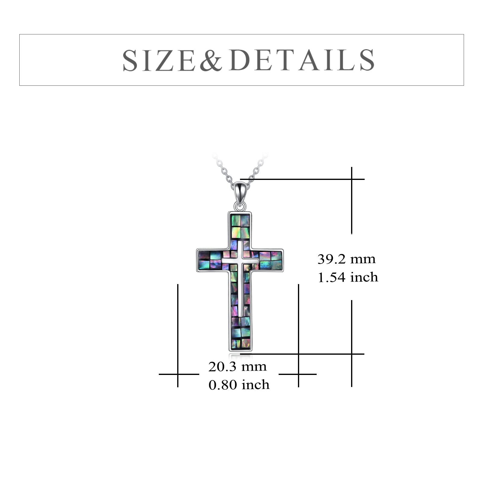 YFN Cross Necklace Sterling Silver Abalone Shell Cross Pendant Religious Jewelry Gifts for Women Men