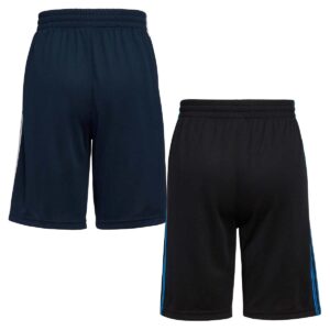 adidas Youth 2-Pack 3 Stripes Short (Large 14/16, Navy/White & Black/Bright Blue)