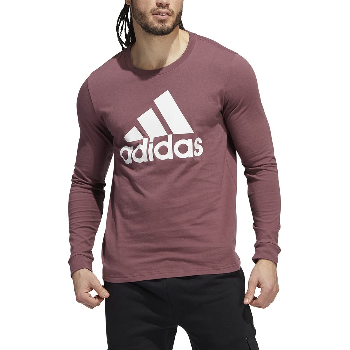 adidas Badge of Sport Long Sleeve Tee Quiet Crimson XL