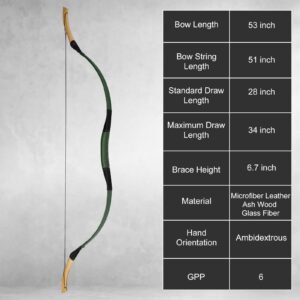 AF Archery Turkish Recurve Bow, 53" Traditional Horse Bow, Mounted Archery and Precision Shooting,Suitable for Entry Into Adults Youth Beginners Enthusiasts and Hunting, 40lbs