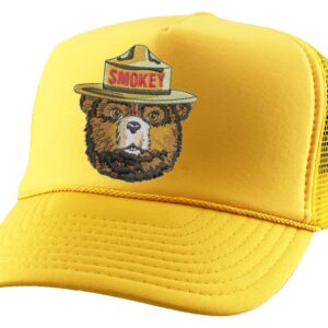 ALLNTRENDS Smokey Bear Trucker Hat Embroidered Adult Cotton U.S. Forest Service Cap Adjustable Mesh Back (Gold)