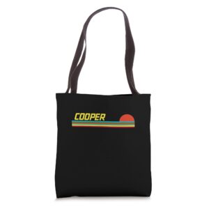 cooper first name logo retro sunset surfer style cooper tote bag