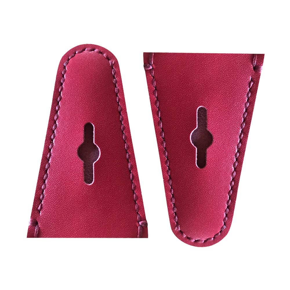 ZSHJGJR 2pcs Archery Bow Tip Guard Protector Leather Recurve Bow Limb Tip Protector Gear for Traditional Bow Longbow (Red)