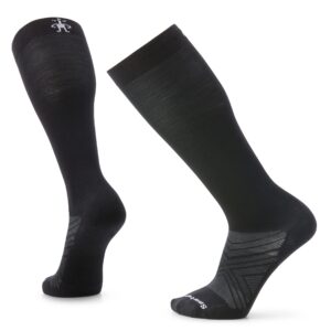 smartwool ski zero cushion merino wool over the calf socks for men and women, black, medium