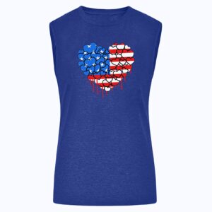 Womens American Flag Tops July 4th Sleeveless/Short Sleeve Tie Dye Print T-Shirt Casual Independence Day Patriotic Tees Blue