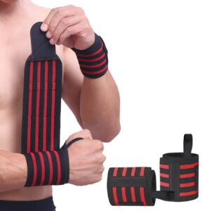 sujayu wrist wraps, 2 pack wrist brace wrist straps for weightlifting, wrist straps lifting straps wrist weights carpal tunnel wrist brace, wrist brace for working out gym accessories for men (red b)