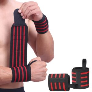 SUJAYU Wrist Wraps, 2 Pack Wrist Brace Wrist Straps for Weightlifting, Wrist Straps Lifting Straps Wrist Weights Carpal Tunnel Wrist Brace, Wrist Brace for Working Out Gym Accessories for Men (Red B)