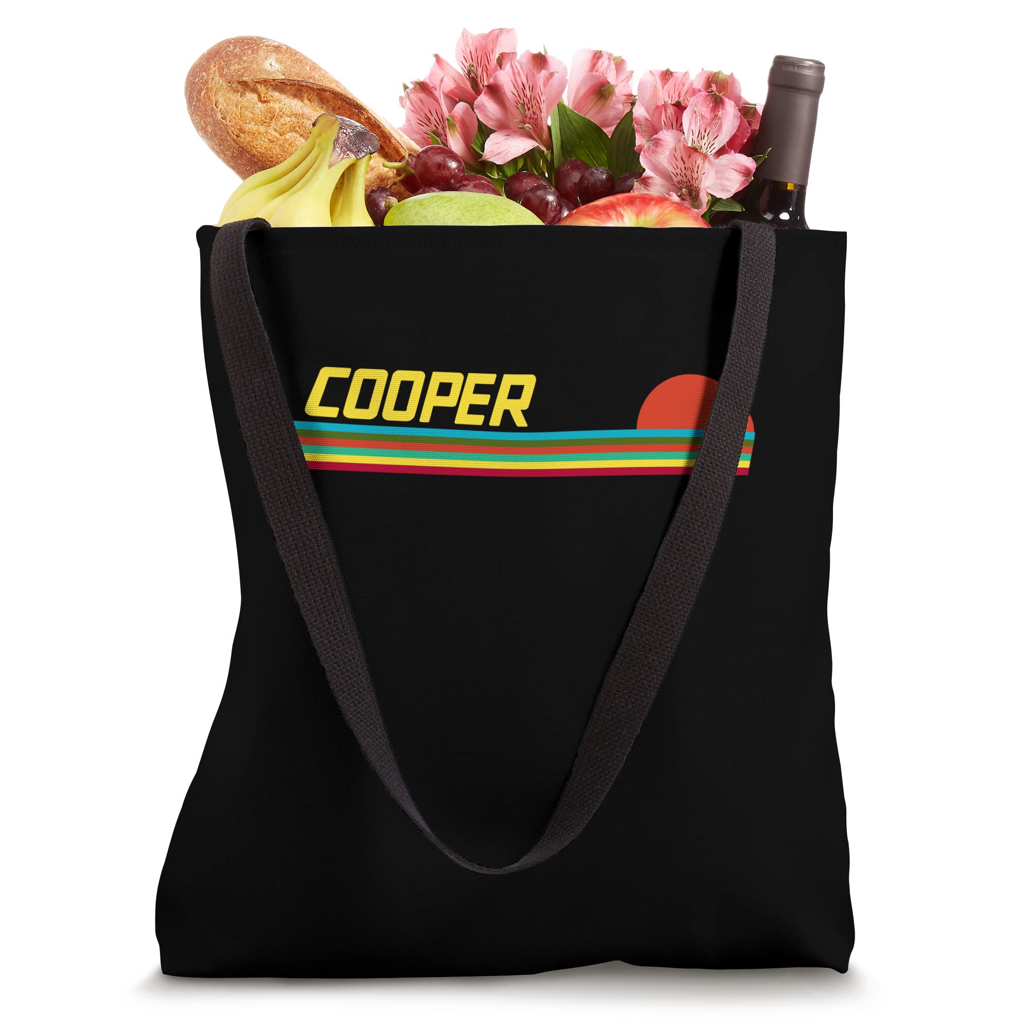 Cooper First Name Logo Retro Sunset Surfer Style Cooper Tote Bag