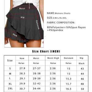 NEYOUQE Womens midi high Rise althelic Cute Biker Shorts Skirts for Women Casual Summer Fall Shorts Tennis Workout Short Stretchy Waist Polyester Shorts for Women Flowy Ruffle Skirt Skorts Khaki M