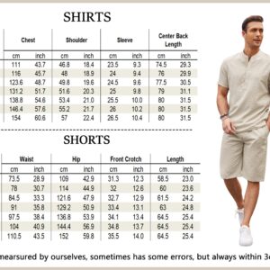 COOFANDY Men's 2 Pieces Linen Set Casual Henley Shirts Short Sleeve Beach Yoga Shorts Summer Pants Outfits