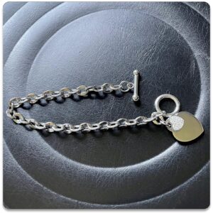 PEAS Fashion Jewelry Bracelet Stainless Steel Heart Link Chain Bracelet(Steel)