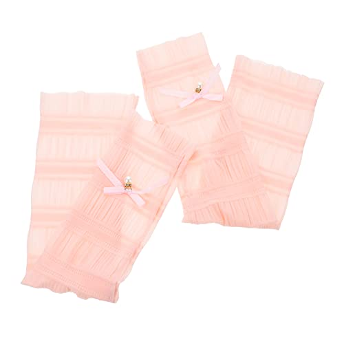 Amosfun Arm Sleeves 1 Pair Long Lace Gloves Sun UV Protection Cooling Mesh Arms Sleeves Cycling Ice Arm Sleeve Outdoor Driving Gloves for Women Pink Sun Sleeves