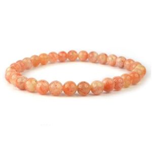 TAURISH Sunstone Semi Precious Gemstone 8 mm Round Beads Stretch Bracelet 7.5" Unisex