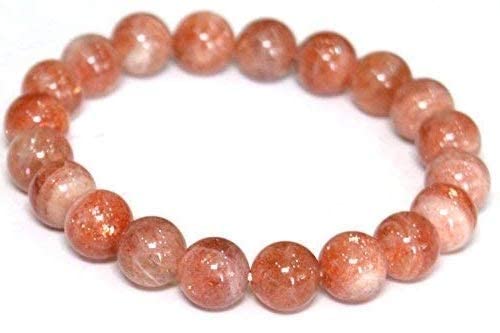 TAURISH Sunstone Semi Precious Gemstone 8 mm Round Beads Stretch Bracelet 7.5" Unisex