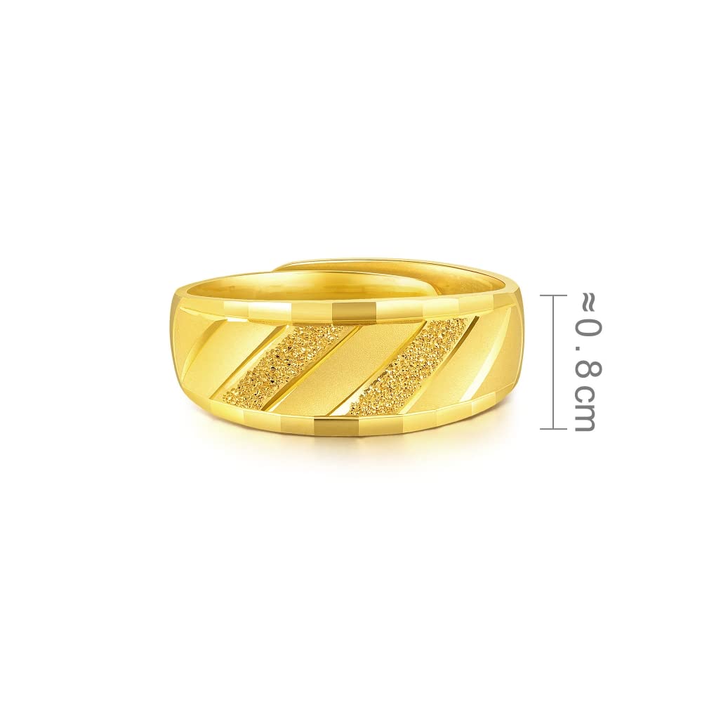 CHOW SANG SANG 999.9 24K Solid Gold Price-by-Weight Gold Modern Stripe Band Ring for Women 82813R | Size Adjustable (Approx. 0.09tael (~3.36g), Adjustable)