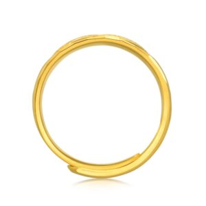 CHOW SANG SANG 999.9 24K Solid Gold Price-by-Weight Gold Modern Stripe Band Ring for Women 82813R | Size Adjustable (Approx. 0.09tael (~3.36g), Adjustable)