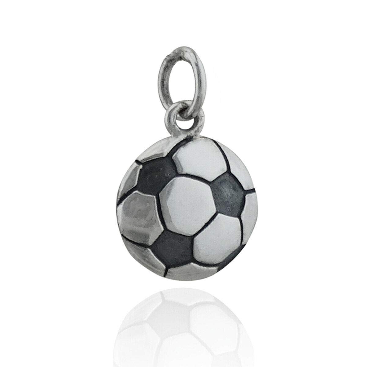 Sterling Silver Soccer Ball Charm - 925 Silver Sports Team Player