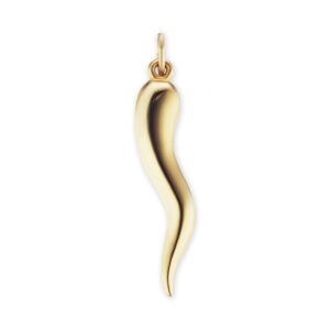 iti nyc genuine sterling silver (925) solid lucky italian horn amulet (16 x 3 mm / 26 x 4 mm / 33 x 7 mm / 43 x 9 mm) (33, sterling silver 18k yellow gold finish)