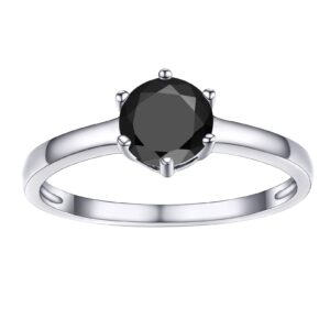 Cubic Zirconia Black Onyx Cz Solitaire Ring Jewelry Size 7 Sterling Silver Wedding Rings For Women