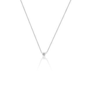 MIDEEO Silver CZ Diamond Necklace for Women Dainty Cubic Zirconia Solitaire Pendant Necklace Silver Plated Tiny CZ Simulated Diamond Necklaces Delicate Minimalist Jewelry Gifts