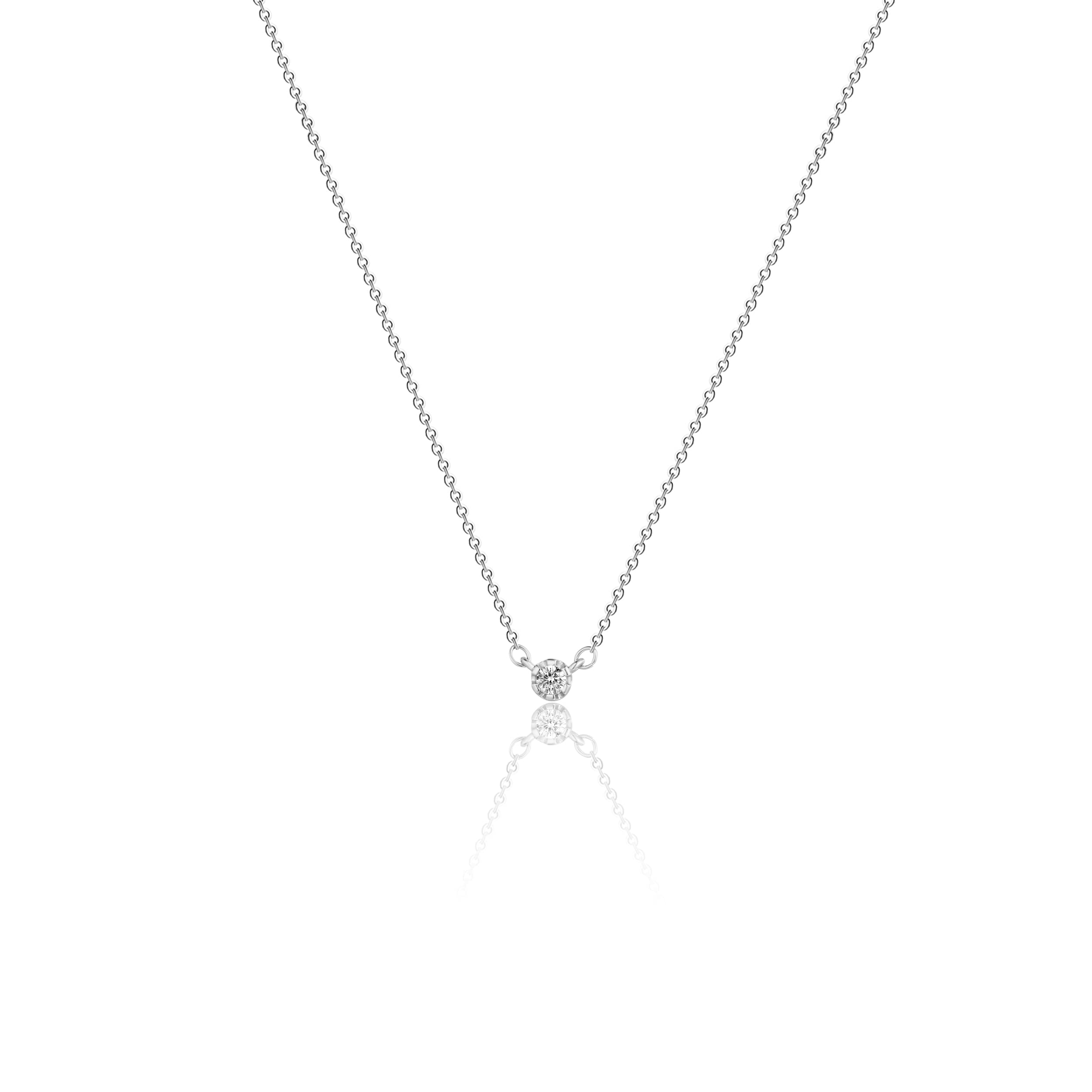 MIDEEO Silver CZ Diamond Necklace for Women Dainty Cubic Zirconia Solitaire Pendant Necklace Silver Plated Tiny CZ Simulated Diamond Necklaces Delicate Minimalist Jewelry Gifts