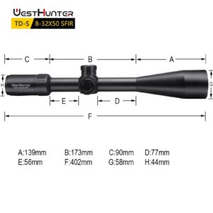 WestHunter Optics TD-S 8-32x50 SFIR Long Range 1/8 MOA Precision Riflescope | Picatinny Shooting Kit A