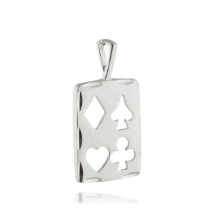 playing cards pendant - 925 sterling silver - cutout suits gambling vegas new