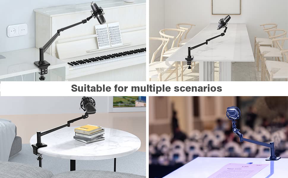 Smatree Mic Arm Desk Mount for Shure SM7B/SM58/MV7/AT2020 Mic, Shure SM7B Mic Stand, Metal Mic Arm Stand with 5/8" Adapter for Singing,Podcasts and Recording