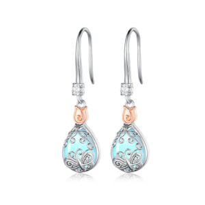 butterfly moonstone earrings leverback 925 sterling silver teardrop drop dangle earrings gift for women