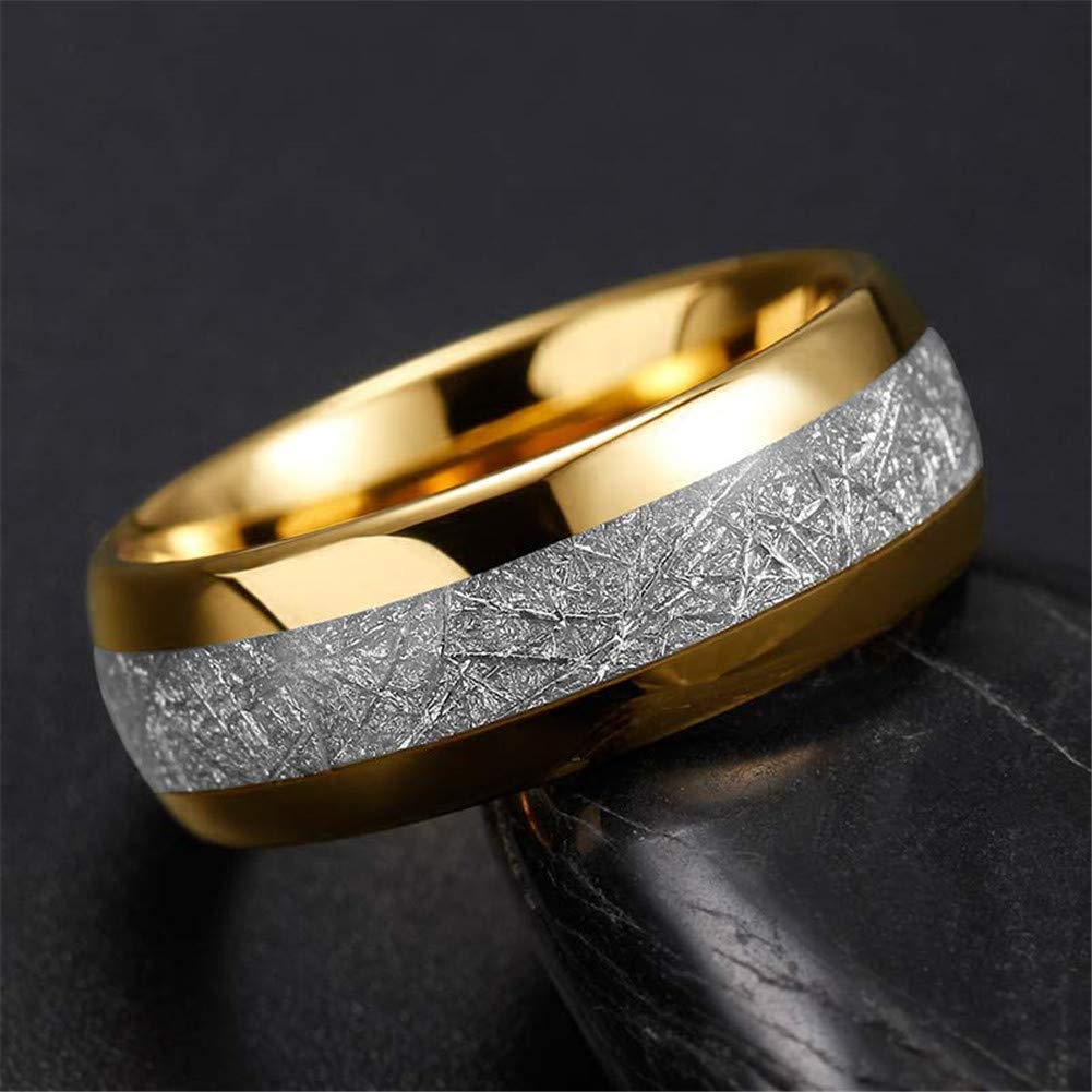 Couple Ring Bridal Set His And Hers Women 10k Yellow Gold Filled Square CZ Men Stainless Steel Band Wedding Ring Band Set