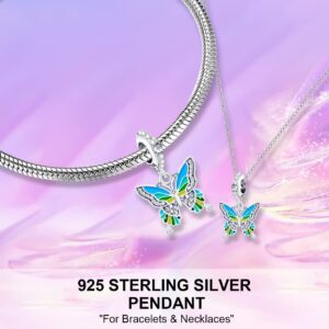 PICKBEAU S925 Sterling Silver Charms Bracelet Necklace Keychain Sunglasses Bag Butterfly Sunflower Charm Beads DIY Jewelry Gifts For Women