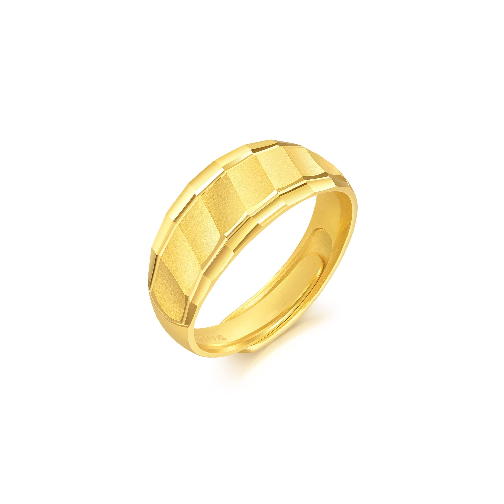 CHOW SANG SANG 999.9 24K Solid Gold Price-by-Weight 2.99g Gold Modern Stripe Band Ring for Women 82817R | Size Adjustable