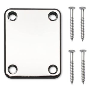 MAXCHEER Electric Bass Guitar Neck plate Guitar Neck Joint Connecting Strengthen Plate Guitar Parts (Chrome)