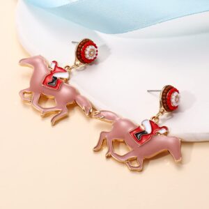 Horse Earrings Funny Kentucky Derby Race Horse Drop Dangle Earrings for Women Western Cute Horse Dangling Earrings Jewelry Gift for Horse Racing Fan