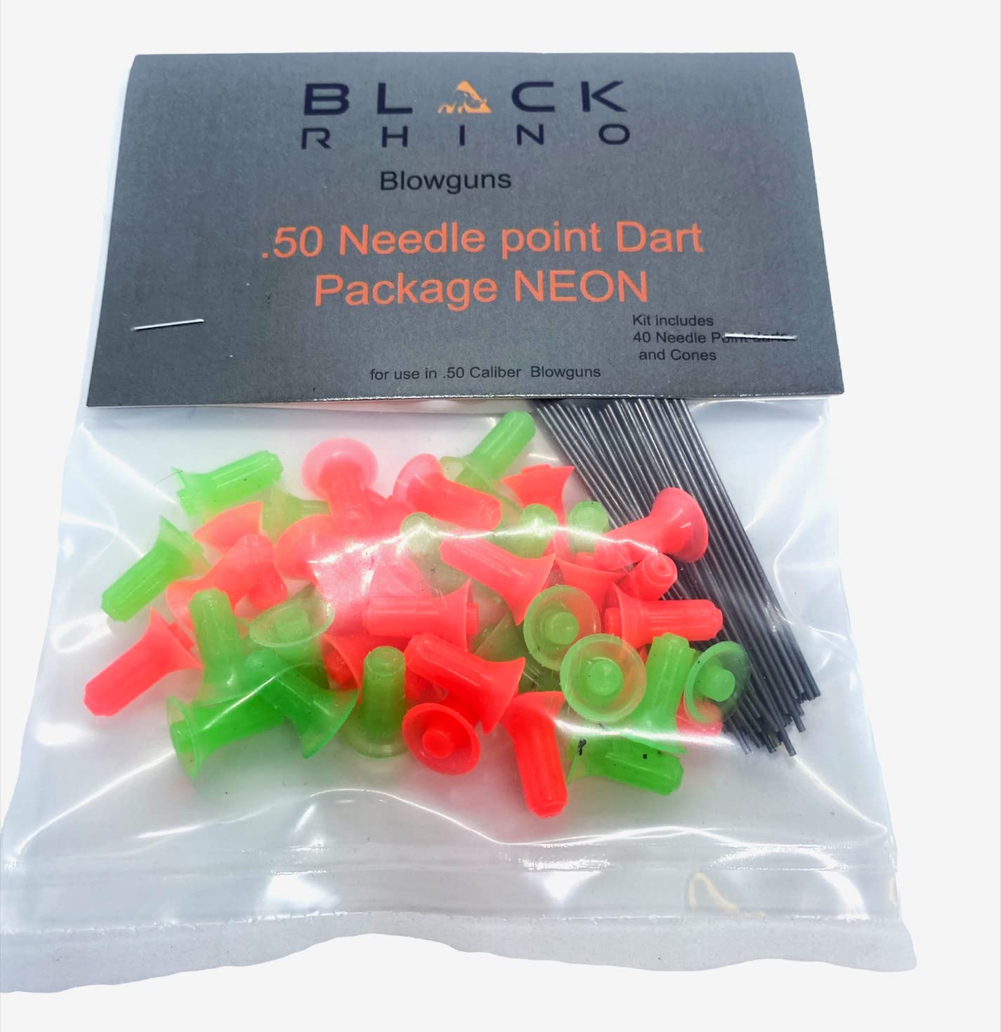 Black Rhino Blowguns 50 Caliber Blowgun Target Wire Darts 50 pcs Neon